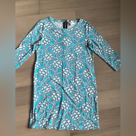 Crown & Ivy Dress in Turquoise with Turtle Print in Black and White Size Small - Picture 2 of 6